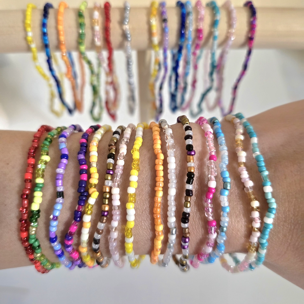 📿Set Of 15 - Colorful Beaded Bracelets Set